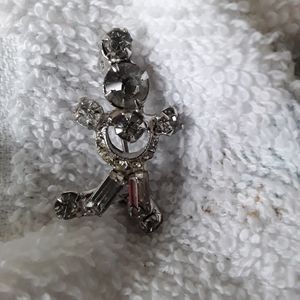 Vintage Clear Rhinestone Clown  Brooch Dancing Pose